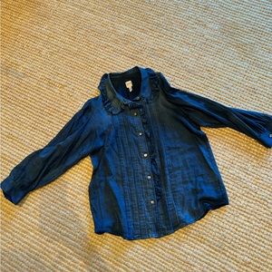 La vie Rebecca taylor lightweight ruffle denim blouse. size small.